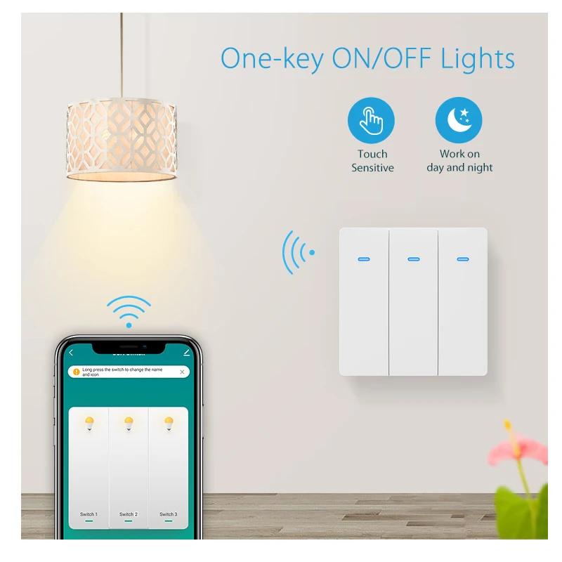 

Tuya wifi intelligent mechanical light switch 3Gang intelligent home light switch supports Tuya smart or Smart Life Android and