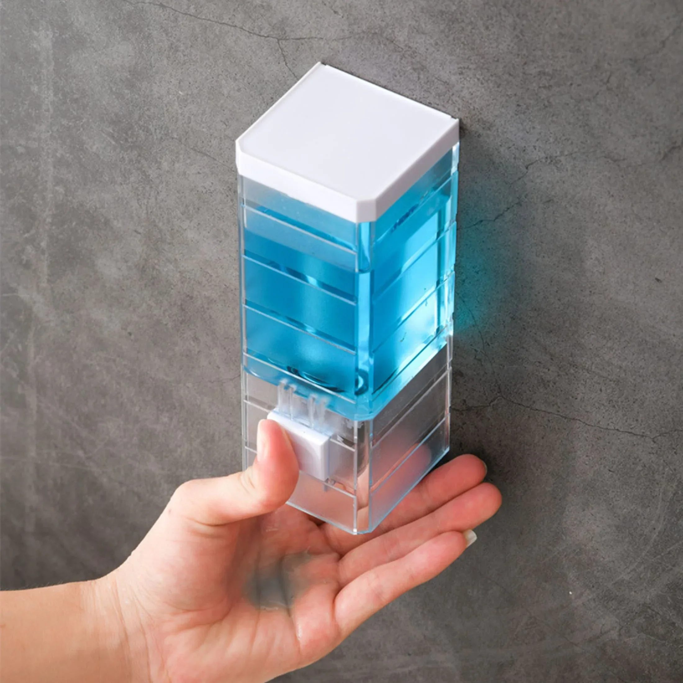 Non-punching Manual Press Soap Dispenser Wall Hanging Traceless Paste Disinfectant Bottle Bathroom Transparent Soap Dispenser