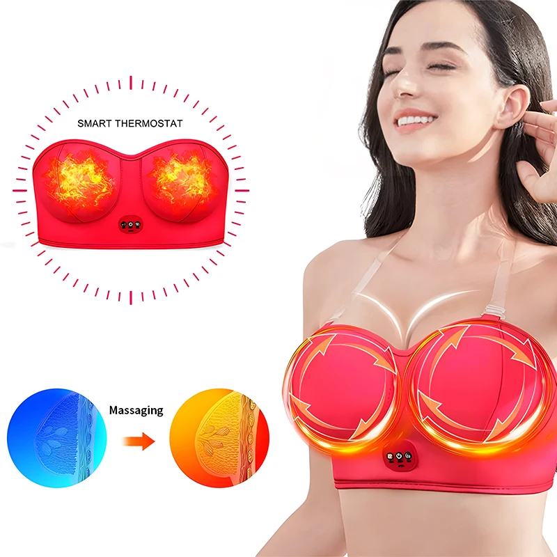 Best Electric Breast Massager Bra Heating Vibration Chest Massage Breast Enhancement Device Promote Big Breast Lifting Firming