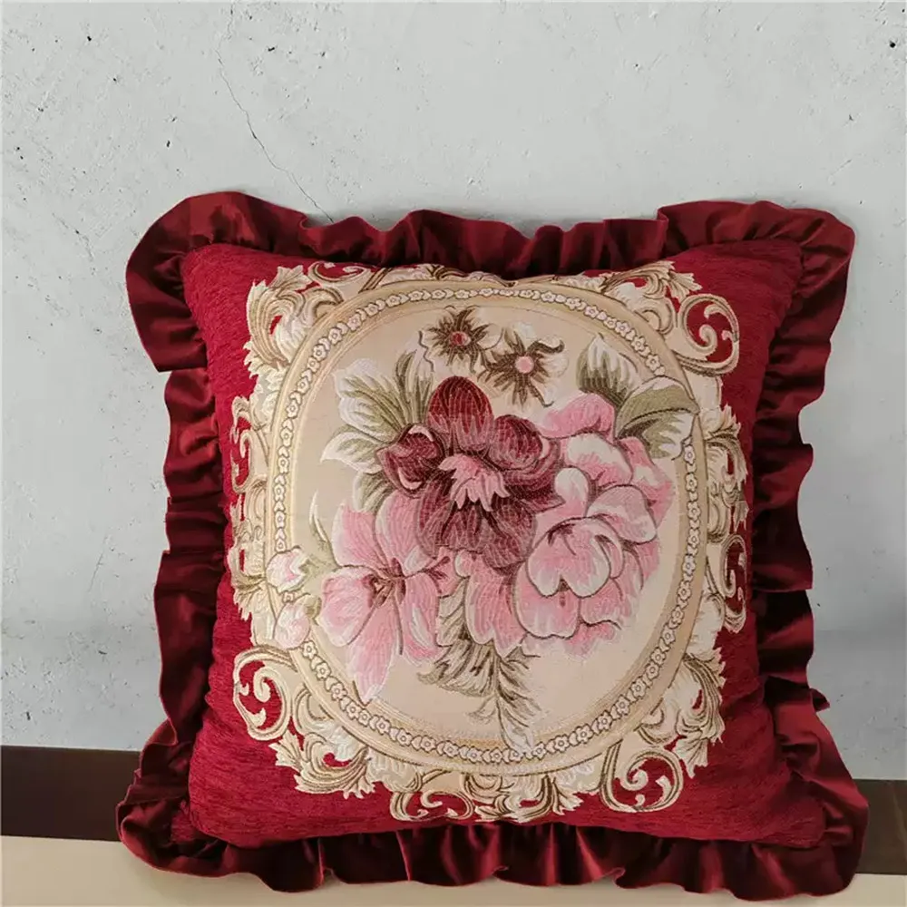 Chenille-Jacquard-Spitze-Nickerchenkissen für Wohnzimmer, Sofakissen, Nachttischkissen, gemütliches Schlaf-Nackenkissen für Zuhause, Sofa, Bett, Auto – Detail 3