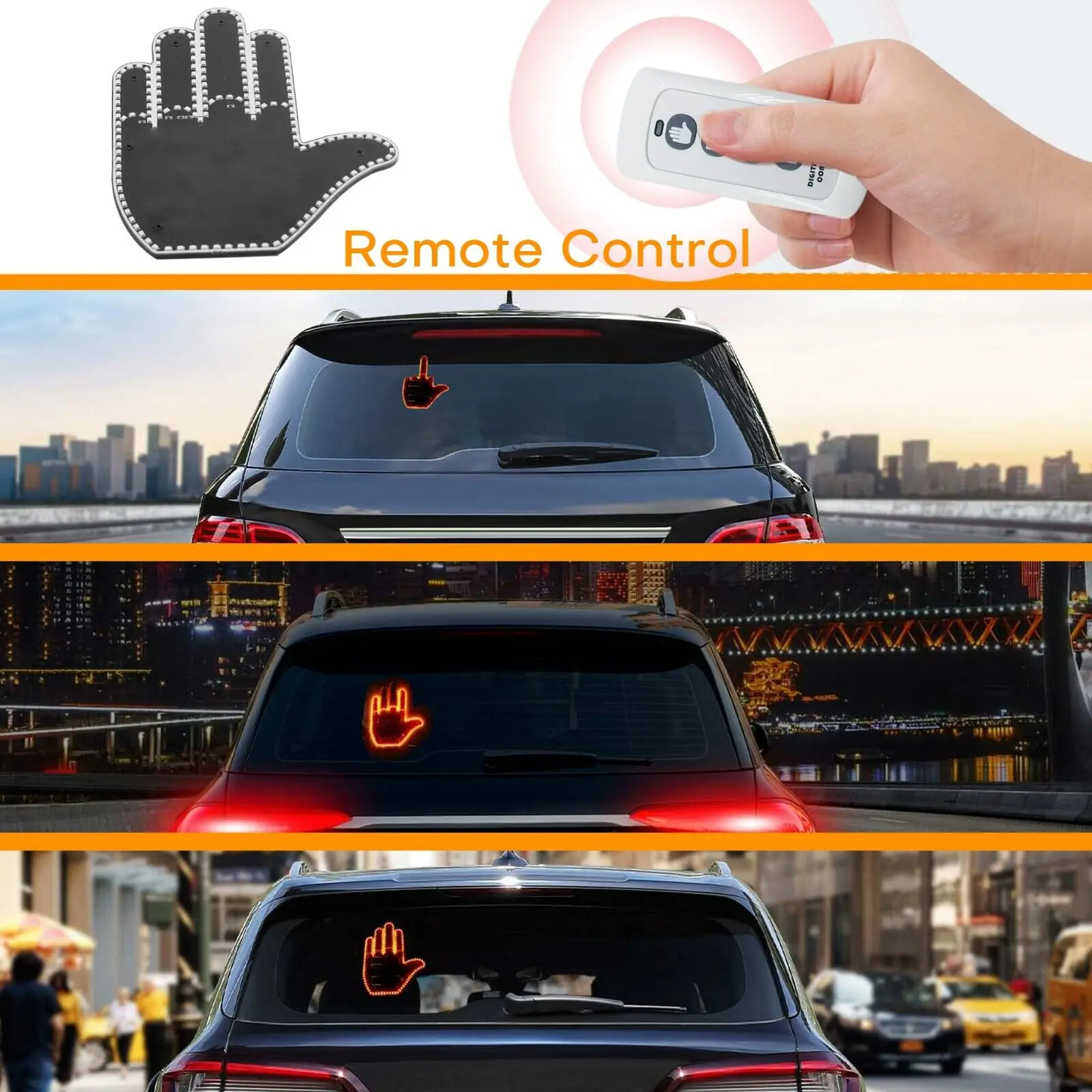 1 Set Funny Car Finger Light LED Road Rage Signs Hand Gesture Lamp  Accessories