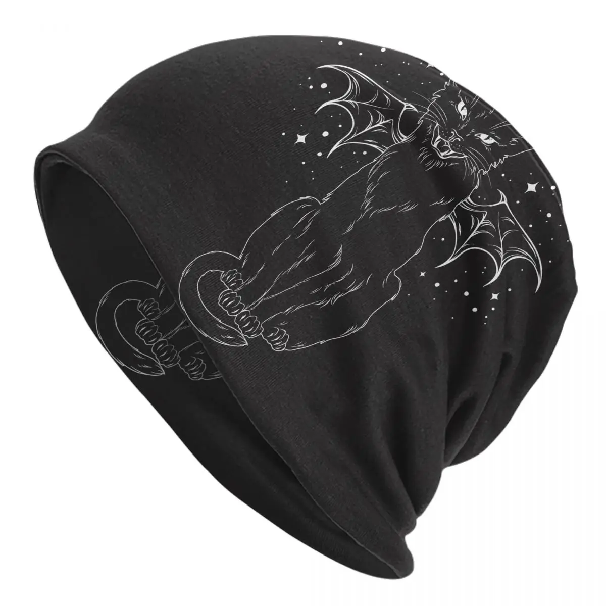 

Creepy Black Cat With Monster Wings Men's Beanies for Women Outdoor Bonnet Hats Unisex Knitted Hat Hip Hop Cap