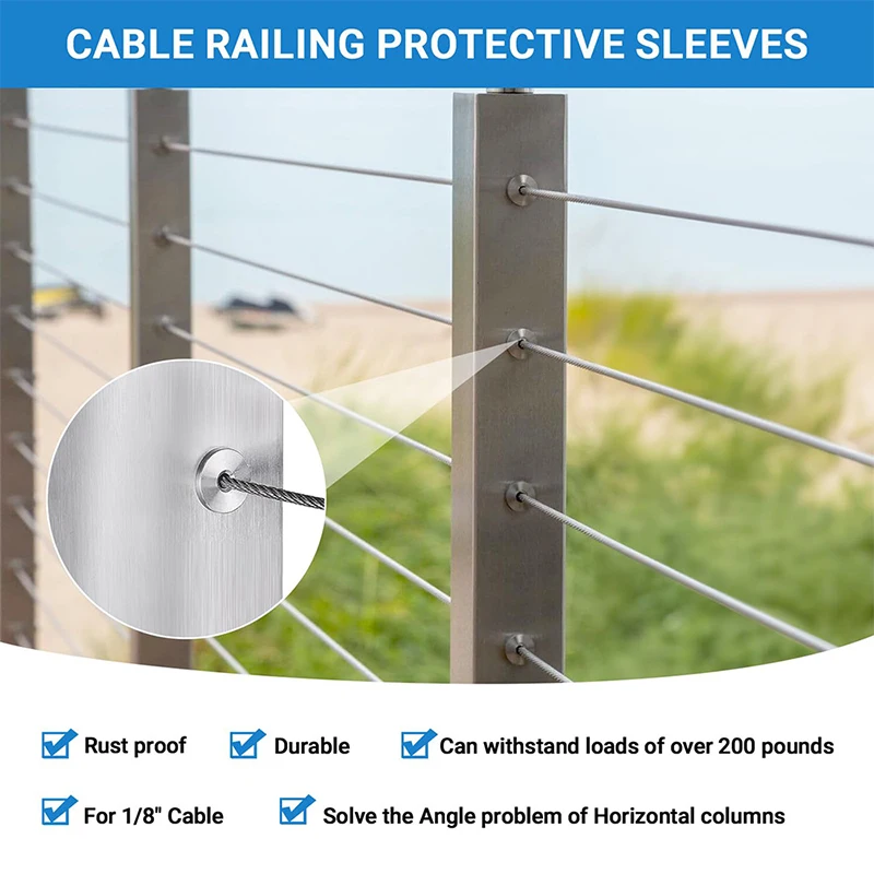 5PCS Stainless Steel Sleeve Cable Connector For Railing Stair Wire Rope Sealing Gasket Durable Fittings