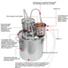 12/20L 3pot Distiller Wine Brewing Machine  Alcohol Still Stainless Copper DIY Home Brew Water Wine Essential Oil Brewing Kit 4