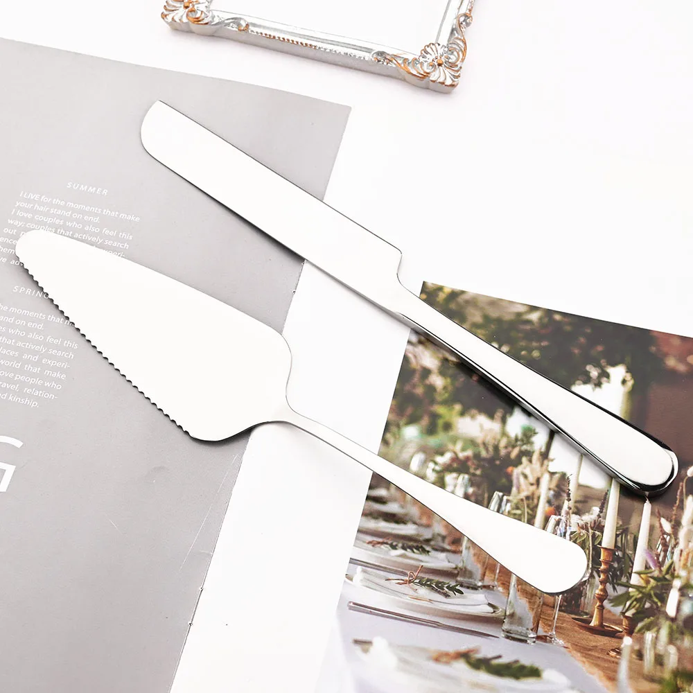 Description Picture 5 of item2Pcs Gold Cutlery Set Stainless Steel Cake Knife Long Handle Shovel Cake Pizza Dessert Kitchen Tool Sliverware Tableware Sets