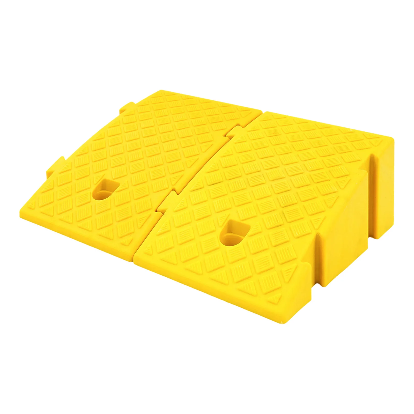 2 Stück Autorampen 1,5T Hochbelastbare Kunststoff-Antirutschrampen mit Rillen für Autos und Fahrräder zum Aufsteigen in Steigungen Schwarz/Gelb 40*25*16cm – Detail 8