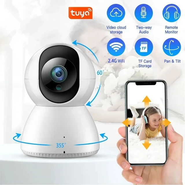 Cámara de vigilancia inteligente para interiores, Monitor de bebé  inalámbrico con seguimiento automático, HD, WIFI, 4MP, IP, Tuya - AliExpress