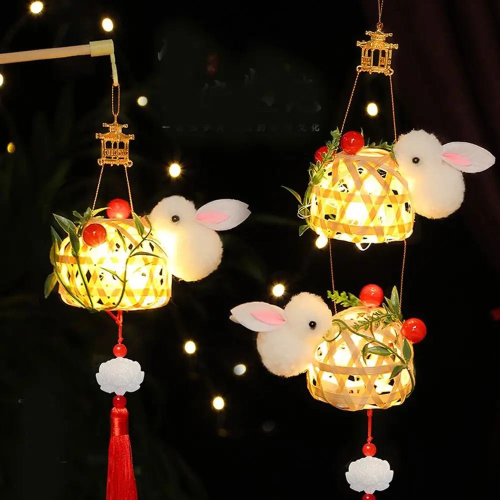 

Mid-Autumn Festival Lantern Portable Luminous Lantern DIY Bamboo Lantern Children's Handmade Toy Rabbit Antique Lantern