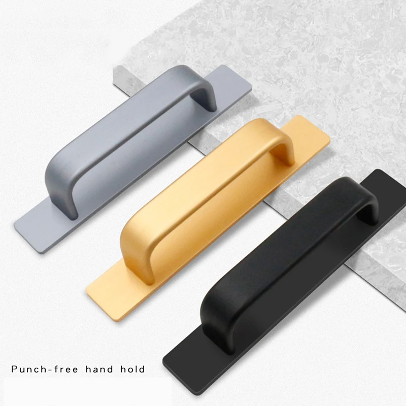 Punch-free Wooden Door Window Handle Aluminum Alloy Balcony Glass Move Self-adhesive Surface Mounted Small Handle door handles