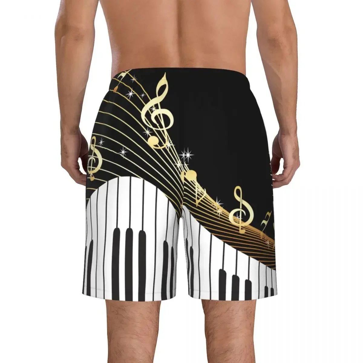 Men's Swim Shorts Summer Swimwear Man Swimsuit Trunks Beach Shorts Surf Board Male Clothing Pants Piano Keys Musical Notes