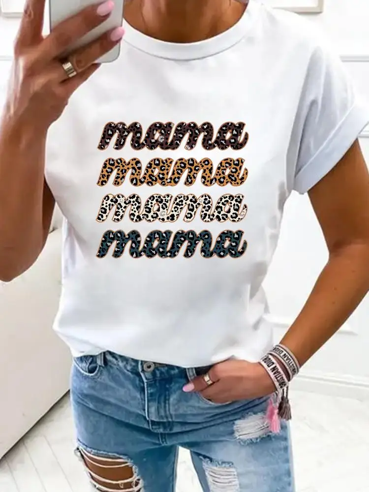 Wholesale Women'S Casual MAMA Letter Flower Short Sleeve Printing T-Shirts display picture 3