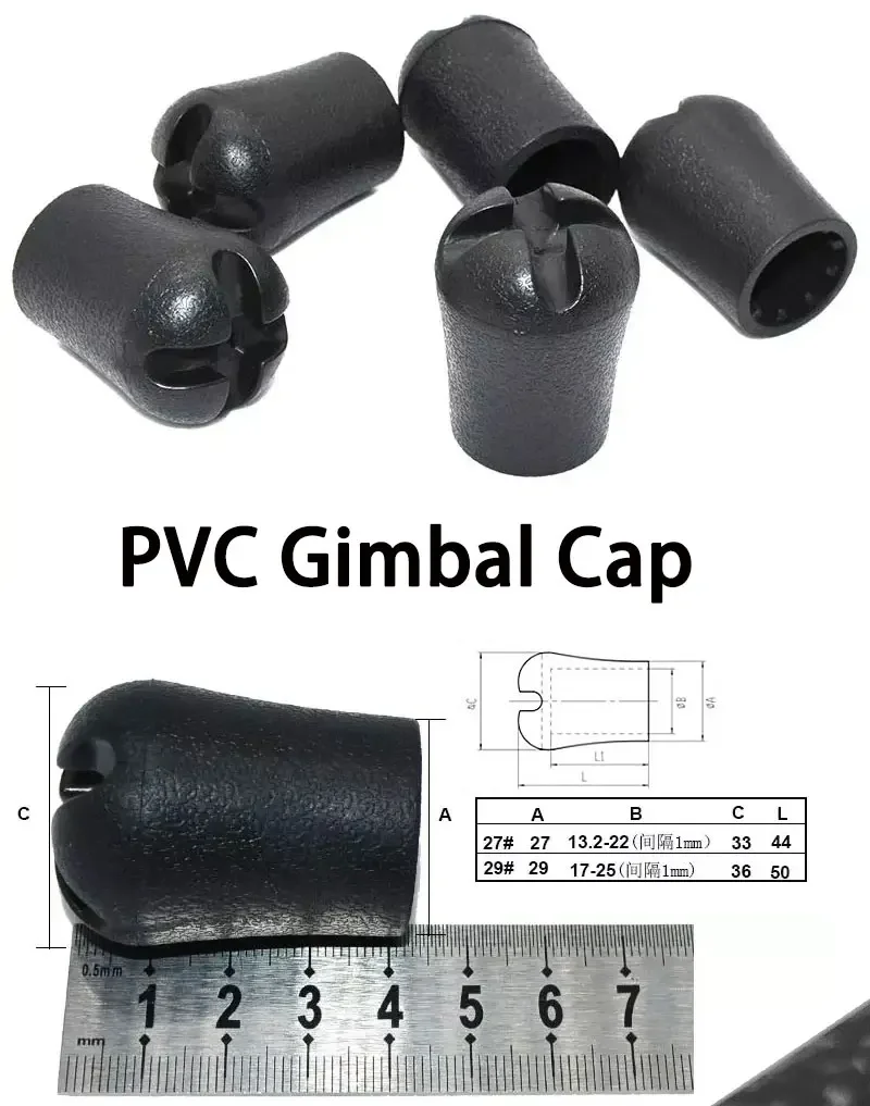 Description Picture 3 of itemTAKEDO 2PCS 27# 13.2-22MM PVC Butt End Gimbal Cap Covers Cap Rod Building For DIY Protector Repair Fishing Rod