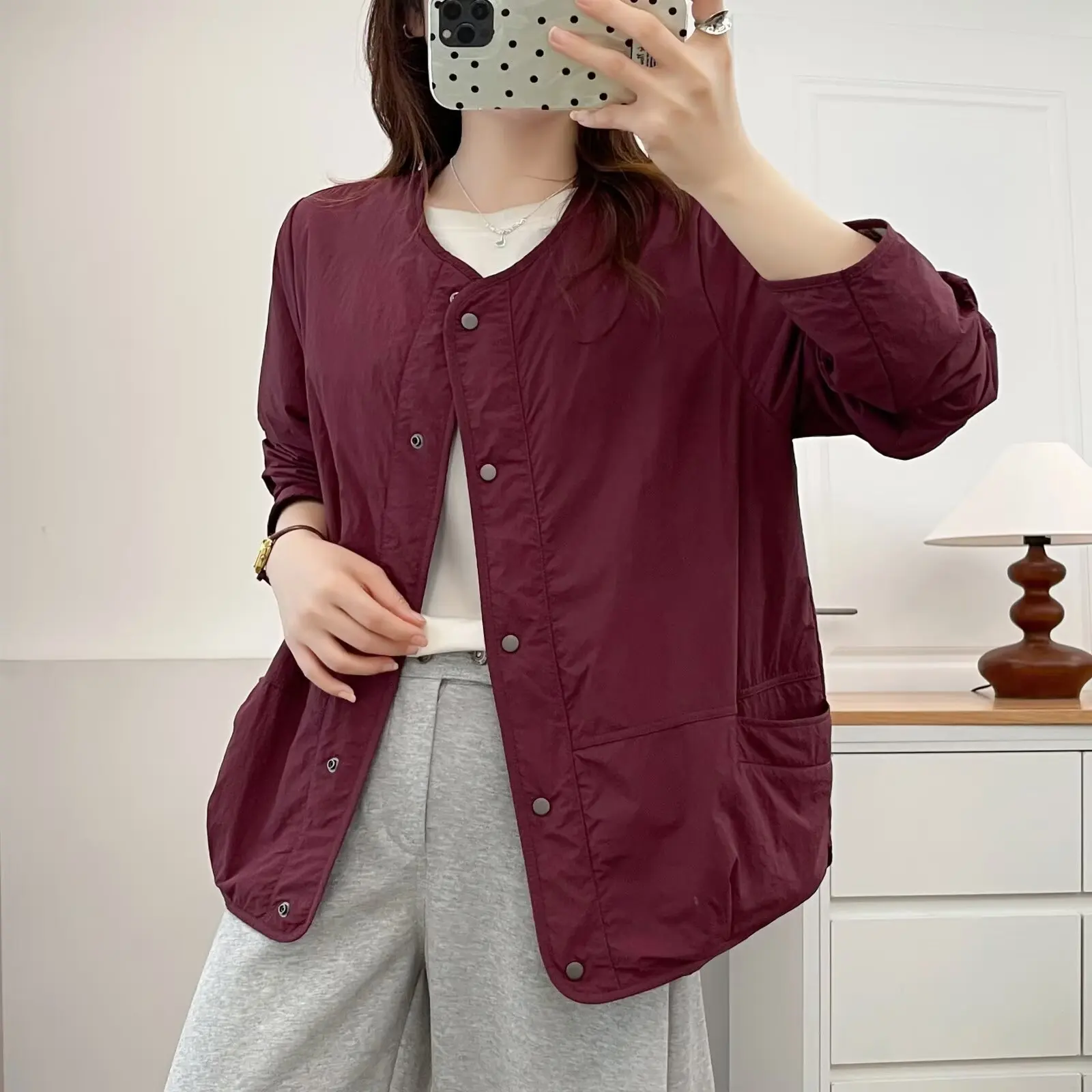 XXXXL Fashion Plus Size Women's Jacket Autumn New Style Simple And Retro Casual Collarless Outerwear 535