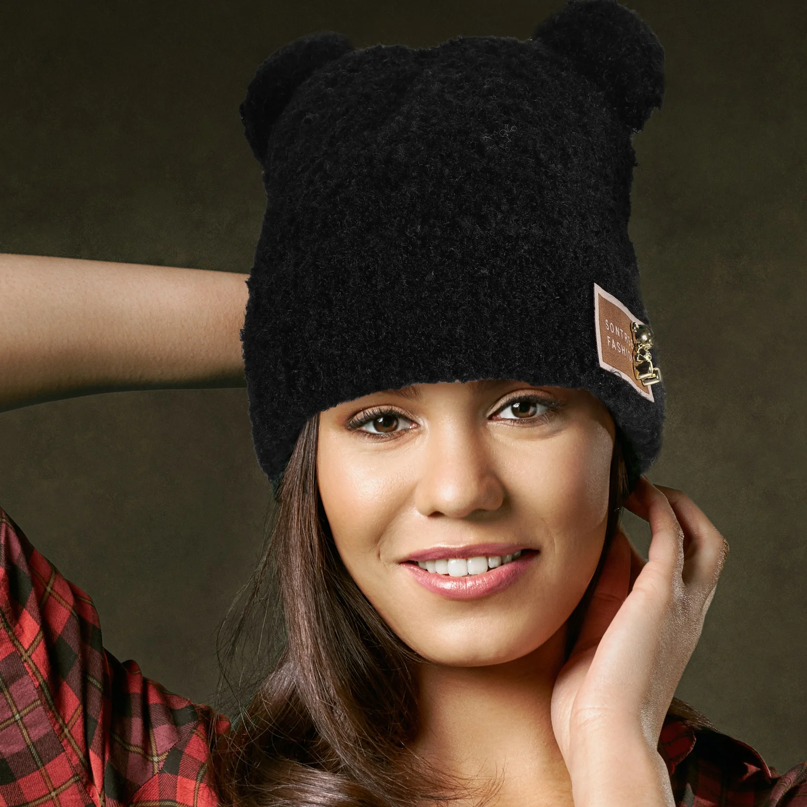 

Hat Woman Bear Ears Beanie Animal Hats Women Beanies Hatwomen Womens Cute Knit