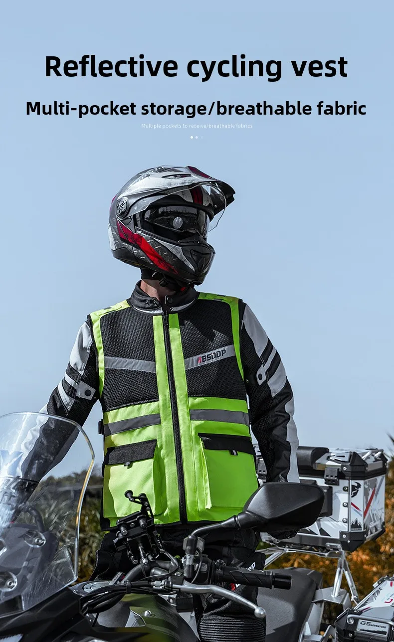 BSDDP Motorcycle Riding Vest Summer Breathable Safety Reflective