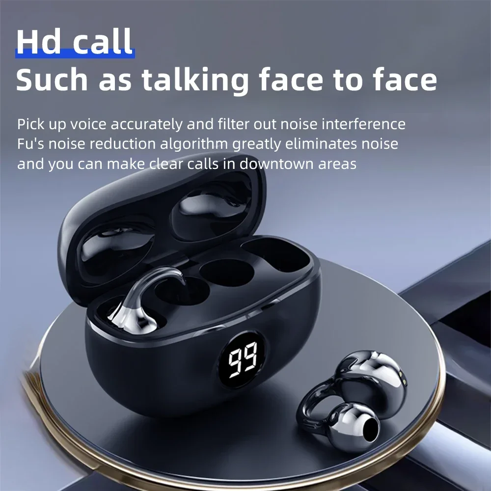 Wireless Headphones Fone Bluetooth Headset With Mic Handsfree Noise Canceling Earphones Clip Ear Music Sports Gaming Earplug 5