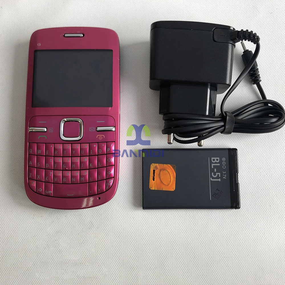Оригинальный сотовый телефон C3-00 мобильный телефон с клавиатурой QWERTY  2,4 дюйма, 2 МП, русская, Арабская, иврит, английская клавиатура ...