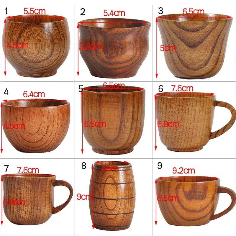Wooden Cup coffee cup,tea cup,coffee mug with Handle for Drinking Beer Tea Coffee Milk Water