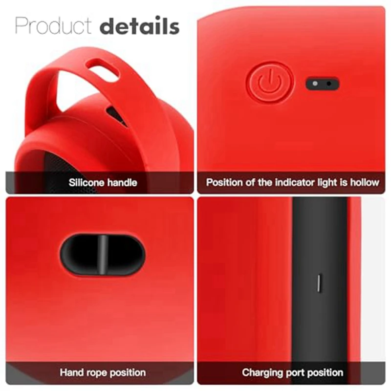 Carrying Silicone Protective Case Anti-Scratch, Shockproof Cover For Beats Pill Speakers With Easy Cleaning Design Red