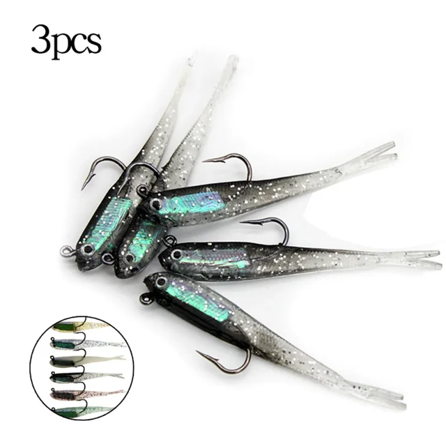 3PCS Soft Lure Shad Tail 75mm with Or Without Hook Fish Artificial