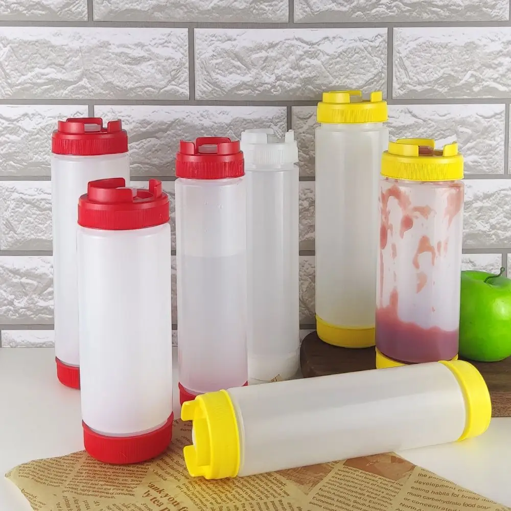 Sauce Squeeze Bottles Double Head Sauce Bottles 16oz 20oz 24oz Plastic Squeeze Bottles Big Capacity Portable Tomato Catchup Dispenser Picnic Cooker