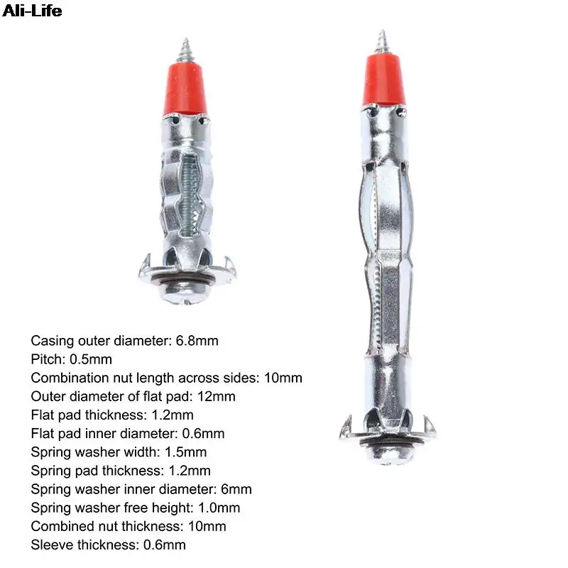 Heavy Duty Molly Bolt Hollow Drive Wall Anchor Screws Kit Drywall Cavity Plug Dowel For Plasterboard Hanging Fasteners 10Pc