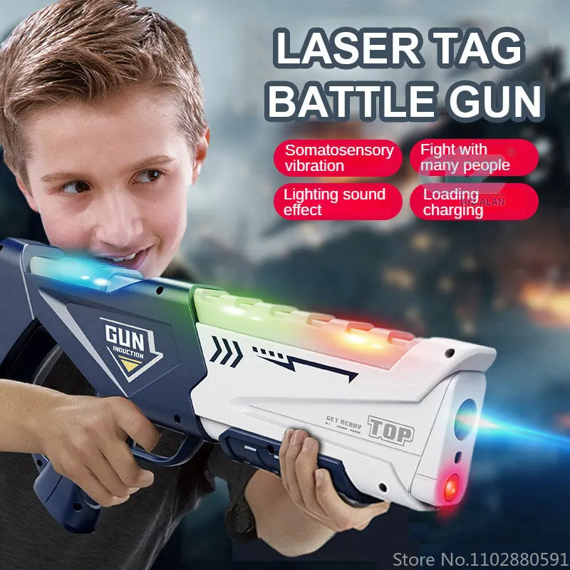 

35CM Infrared Tag Toy Gun for Kids Laser Tag Battle Game Set with Vest Children Electric Toys Weapon Pistol Rifle Outdoor Sport