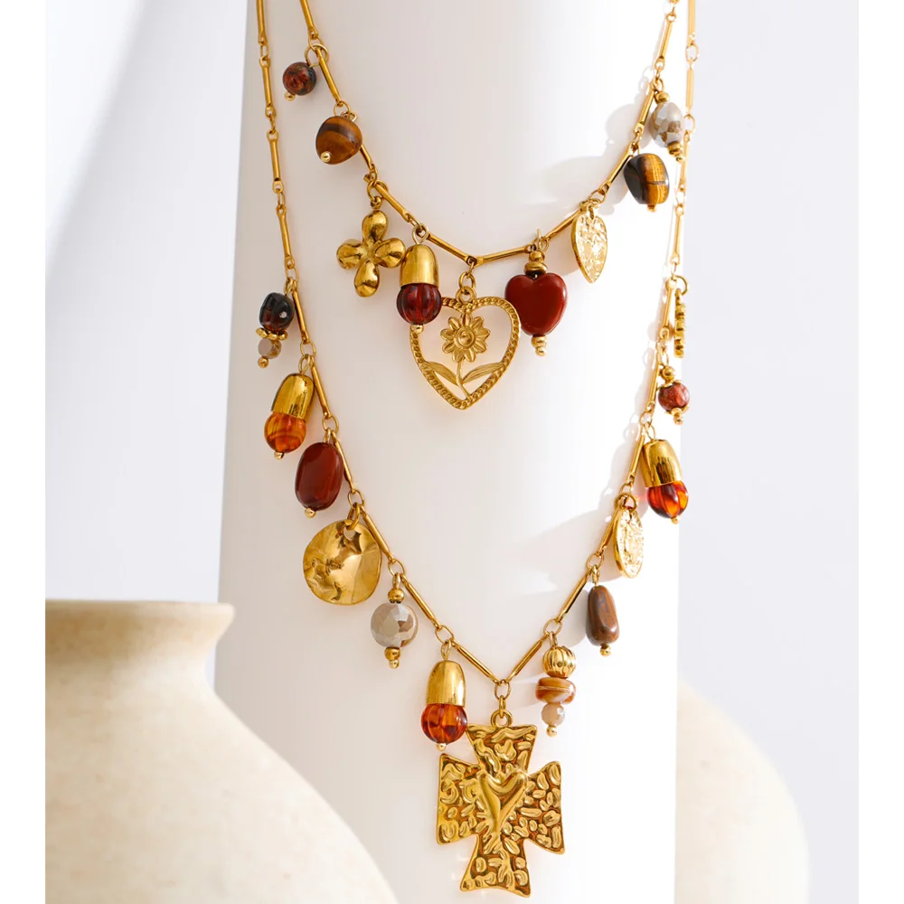 Yhpup Double-Layer Waterproof Resin Necklace