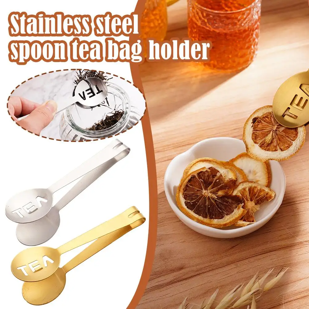 1/2PCS Reusable Stainless Steel Tea Bag Tongs Teabag Squeezer Strainer Holder Grip Metal Spoon Mini Sugar Clip Tea Leaf Strainer
