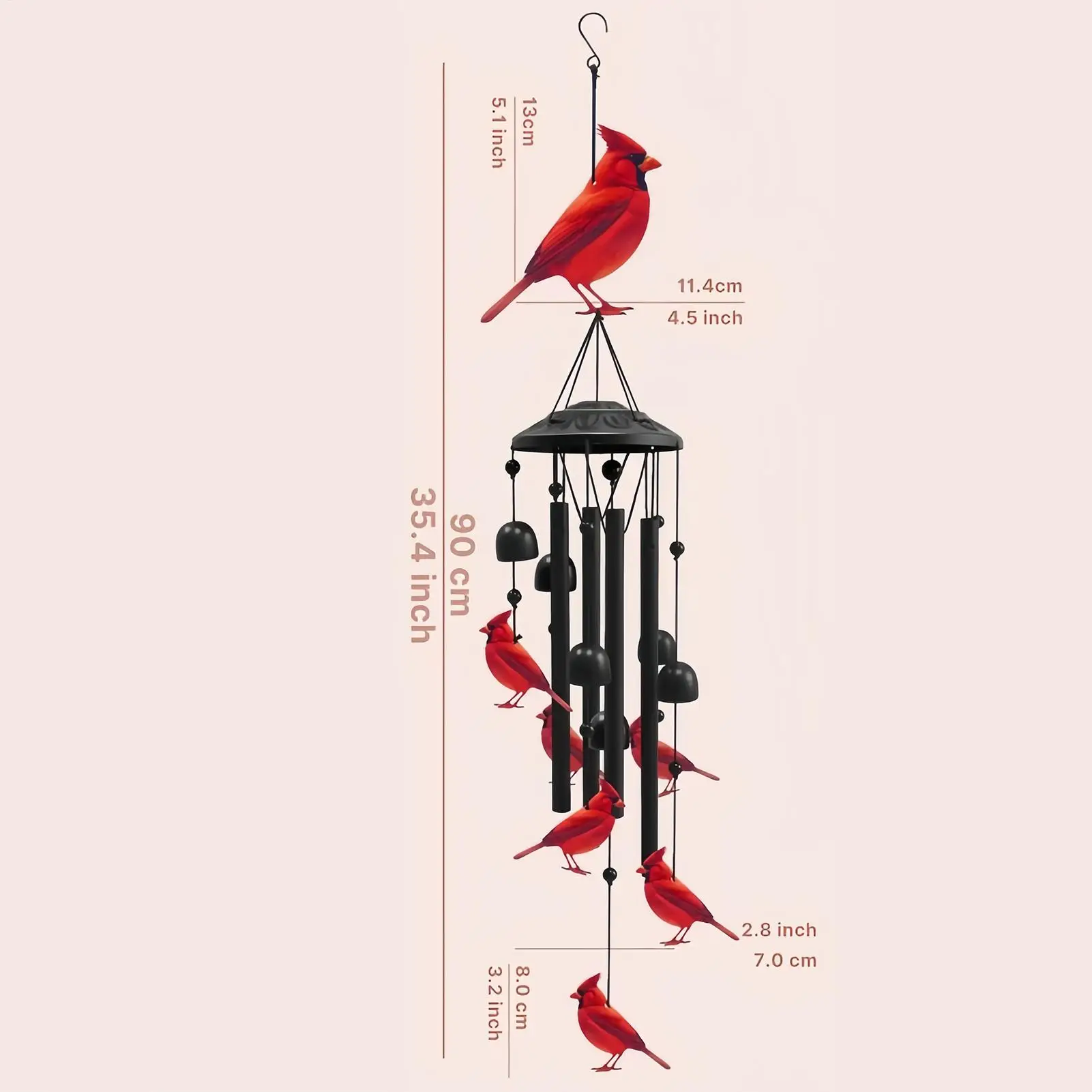 Cardinal Wind Chimes Memorial Decoration Windchime Decoration For Christmas Outside Garden Patio Yard Apartment Loss Of Mom Dad
