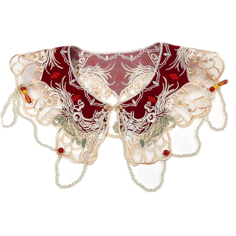 

Hanfu Collar False Collar Yunjian Embroidery Lace Studded Bridal Collar Traditional Chinese Hanfu Yunjian