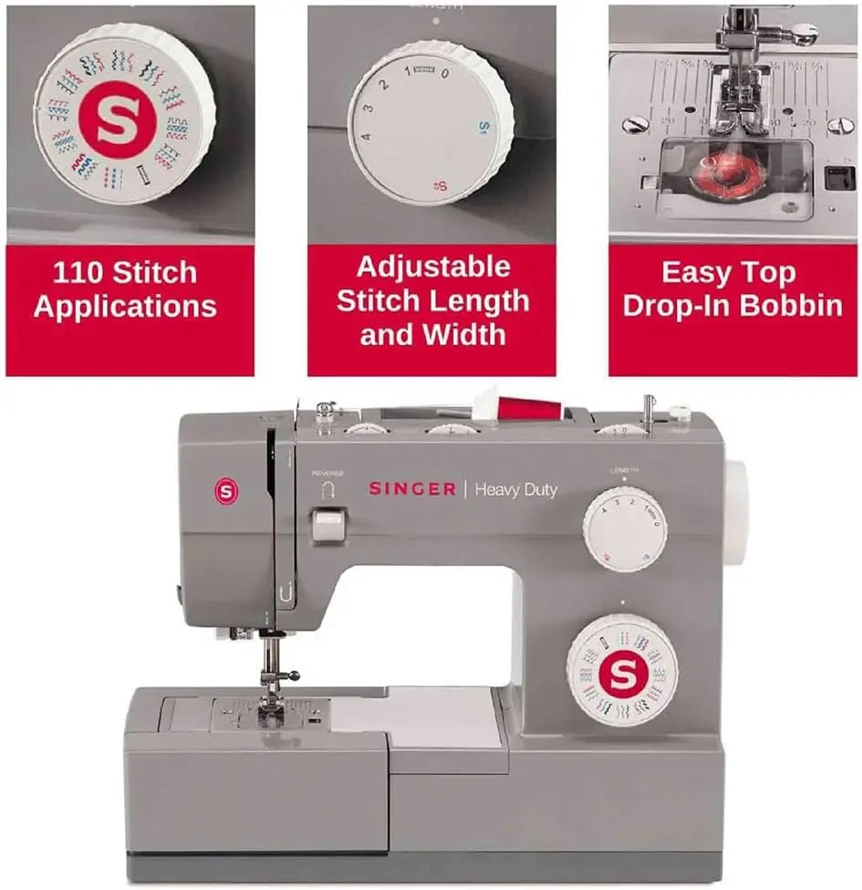 Singer Heavy Duty 6380 Sewing Machine With Extension Table & Accessory Kit | Strong Motor With Enhanced Piercing Power, 110 4