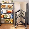 Nordic Iron Kitchen Cabinet Rack Floor-standing Multi-layer Microwave Oven Storage Racks Home Furniture Foldable Storage Shelf 4