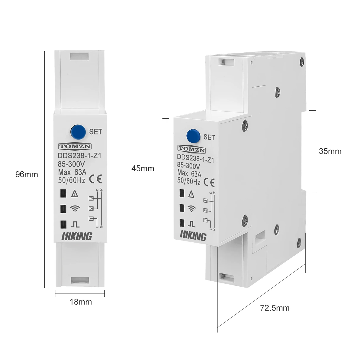 TOMZN Zigbee TUYA 18mm 63A WIFI 스마트 양방향 에너지 미터 타이머 전력 모니터 전압 전류 보호 기능이 있는 kWh 미터