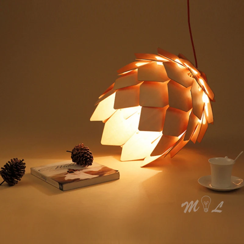 Chinese Style Wood Pendant Lights Pine Cone Hanging Lamps Home Deco Art Light Fixture Loft Living Room Restaurant Bar Luminaria