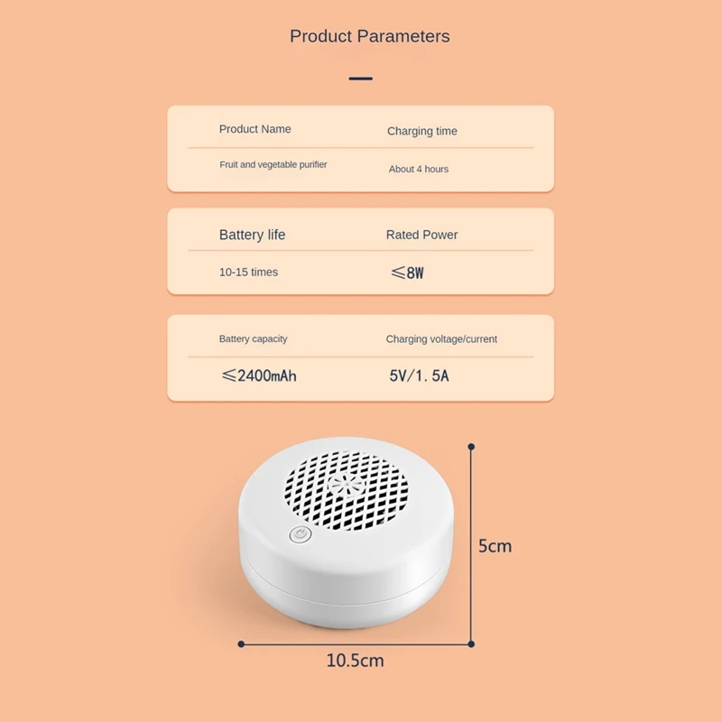 Máquina de lavado de frutas y verduras ABS + componentes electrónicos, limpiador de frutas portátil, purificador para frutas, arroz, frijol, carne