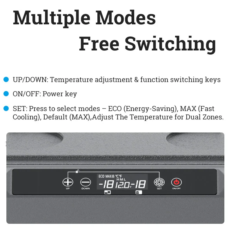 35L 휠형 듀얼존 휴대용 차량 냉장고 냉동고 12V 24V 자동차 냉장고 LED 디스플레이 포함 캠핑 여행용