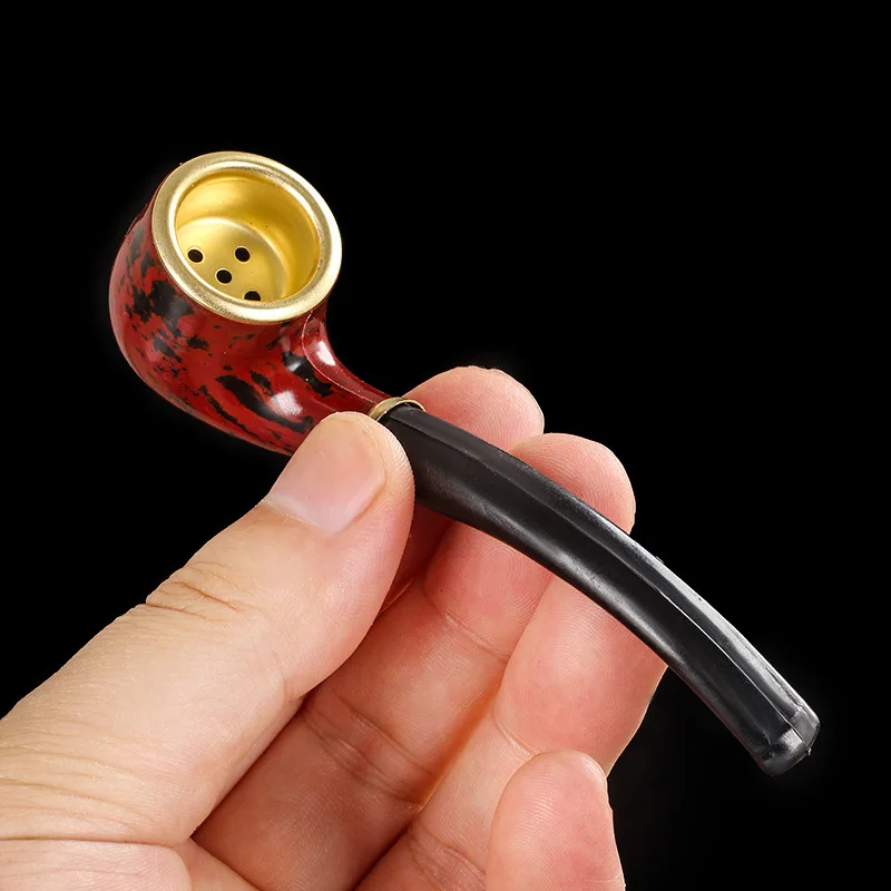 Tobacco Pipe Mini Portable Small Tobacco Pipe Resin Curved Simple Novice Practice Tobacco Pipe Smoking Accessories 1pc