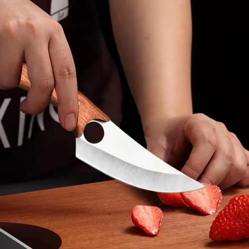 Kitchen Knife 1pc/2pc Stainless Steel Boning Knife Meat Cleaver Vegetable Slicing Knife Sharp Fruit Wooden Handle kitchen knife meat cleaver