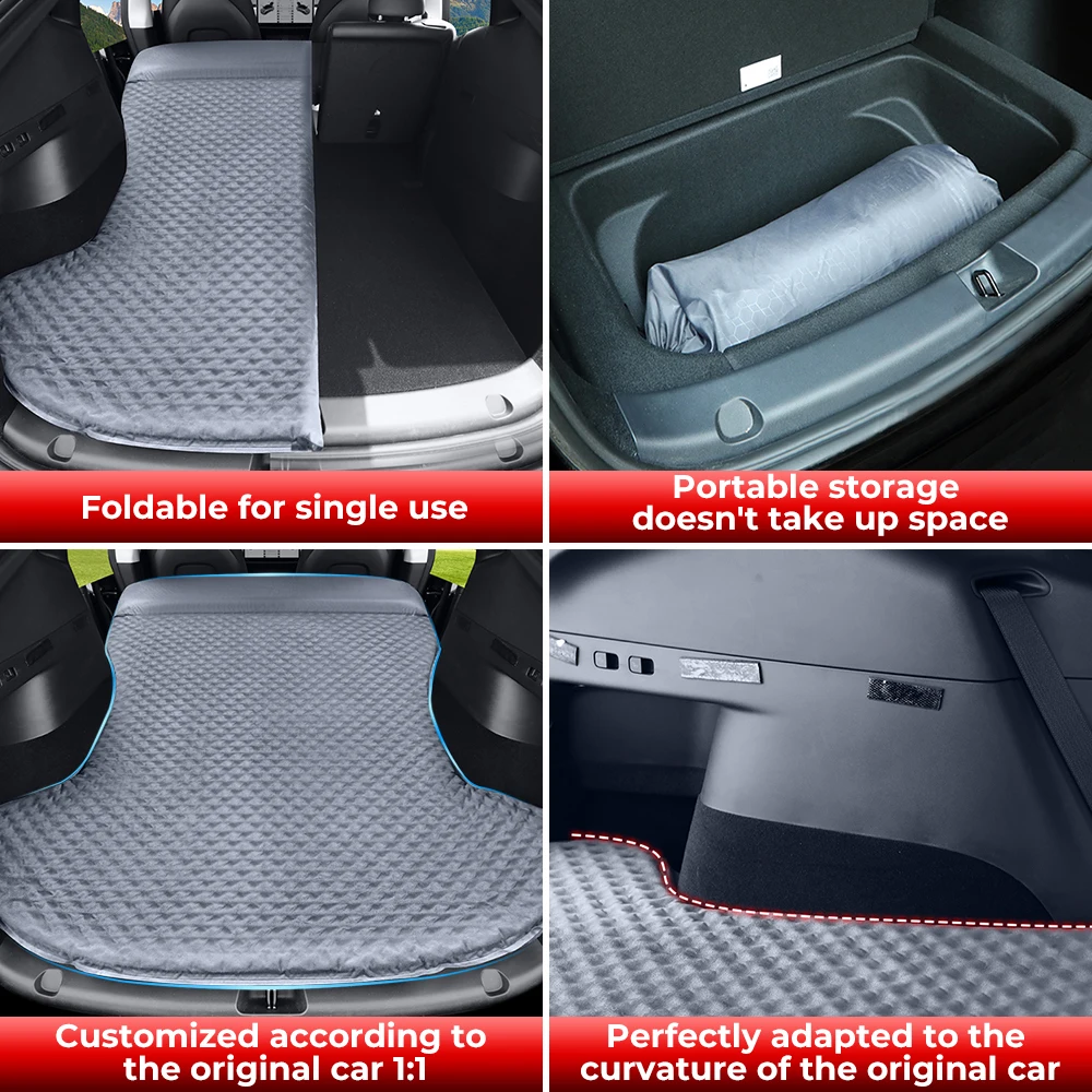 For Tesla Model 3 Y-Inflatable Air Mattress Bed Outdoor Camping Inflatable Special Suede Fabric Car Travel Bed