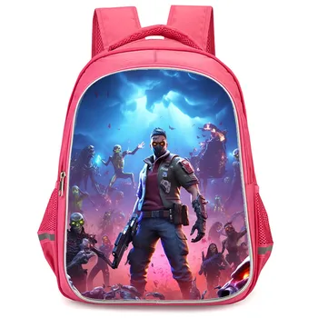 16 Inch Fortnite Cartoon Backpack Unisex for Boys Girls with Dual Zippers Large capacity lightweight student backpack 1