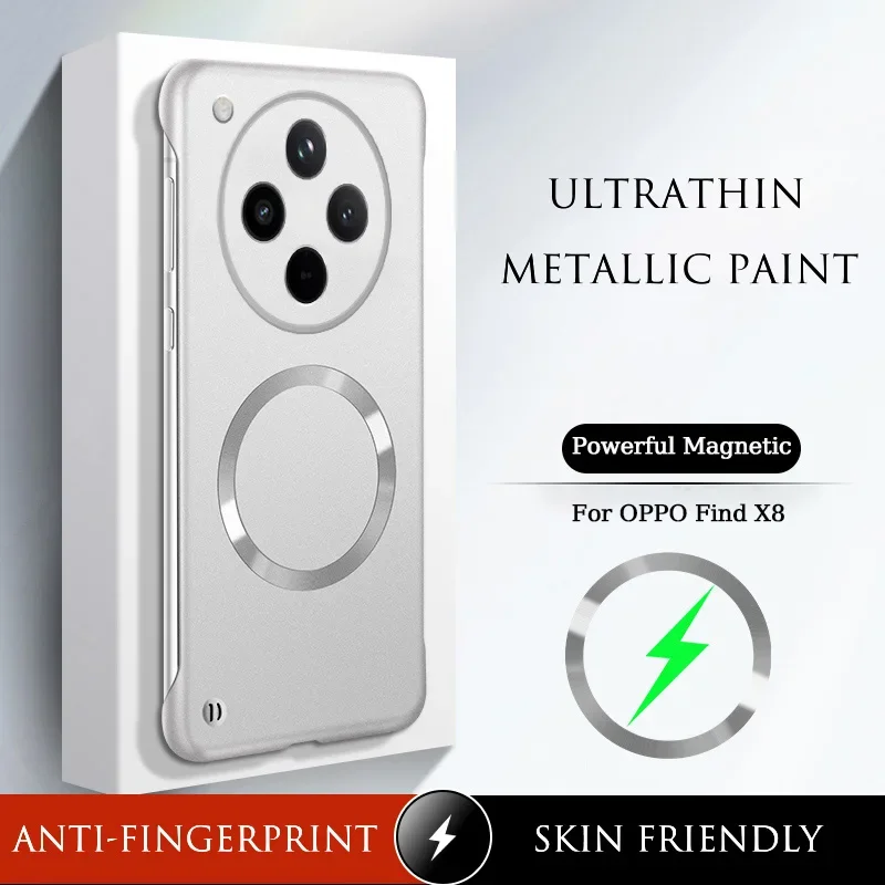 Matte Thin Metallic Paint Frameless Case with Metal Ring and Anti-Fingerprint Hard Shell