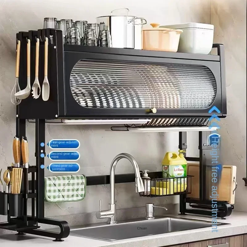Over Sink Dish Drying Rack 3 Tier Large Metal Dish Rack Over Counter for Kitchen Sink Shelf Multifunctional
