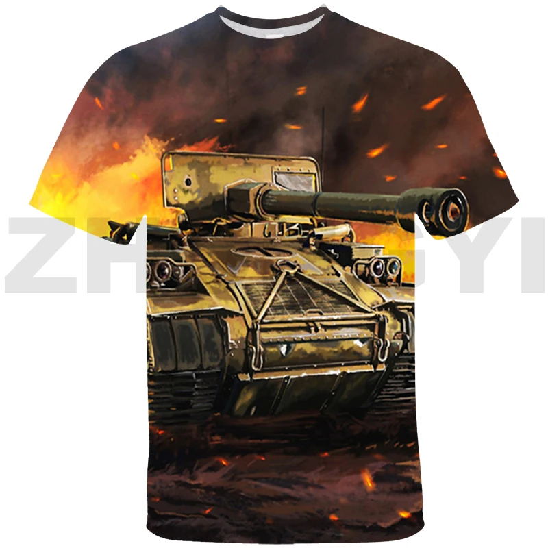 Anime World Of Tanks Magliette Grafiche 3D Harajuku War Thunder Tees Abbigliamento Da Strada Top Cool Men Gerand Tanks Maglietta Oversize