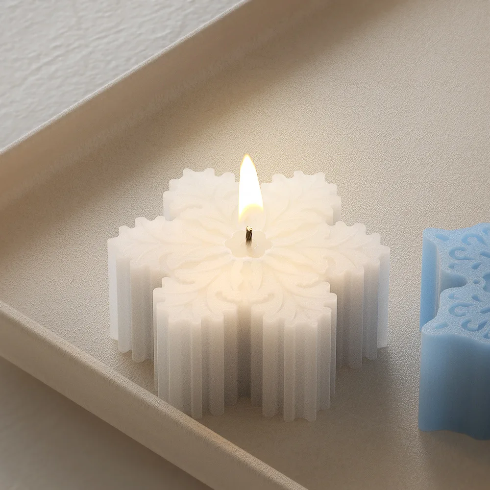 2 Hole Snowflake Candle Silicone Molds Leaf Carving Pattern Soap Resin Gypsum Making Moulds DIY Christmas Home Decor Friend Gift