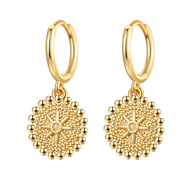 CRMYA Boho Round Coin Cubic Zirconia Silver Gold Plated Fashion Earrings for Women Dangle Drop Earrings Jewelry with dangle earrings drop earrings