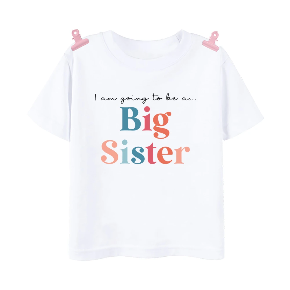 I'm Going To Be A Big Sister Printed Girls Shirt Tee Pregnancy Announcement Kids T-shirt Child Summer Short Sleeve Clothes Tops 6