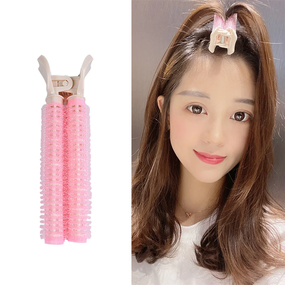 2PCS/Pack No Heat Bangs Hair Root Fluffy Lazy Hair Clips Hair Top Styling Hairpins Hair Rollers Bangs Curling Barrel Hair Clips new net celebrity lazy braided headband double layer bangs clip holder high end hair accessories hollow non slip headband