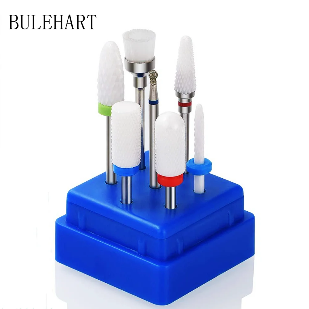 7 Pcs Ceramic Milling Nail Drill Bit For Manicure Electric Drill Removing Gel Varnish Tool