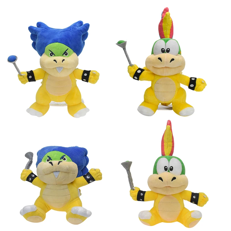 

Anime Mario Bros Ludwig Plush Toys sitting standing Ludwig Lemmy Bowser JR. Son Daughter Role Peluche Dolls Gifts